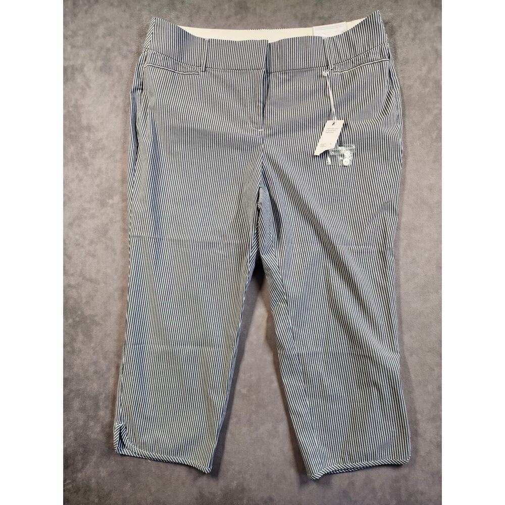 Lane Bryant The Allie Crop Pants Womnes Size 18 Blue Stripped Stretch NEW NWT